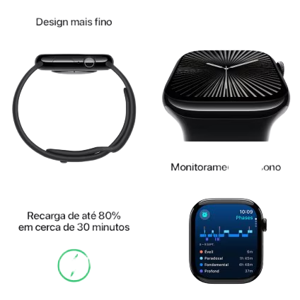 Apple Watch Series 10 GPS • Caixa preta brilhante de alumínio – 42 mm • Pulseira loop esportiva tinto 3