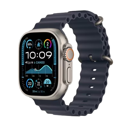 Apple Watch Ultra 2 GPS + Cellular • Caixa natural de titânio de 49 mm • Pulseira Oceano marinho