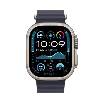Apple Watch Ultra 2 GPS + Cellular • Caixa natural de titânio de 49 mm • Pulseira Oceano marinho 2